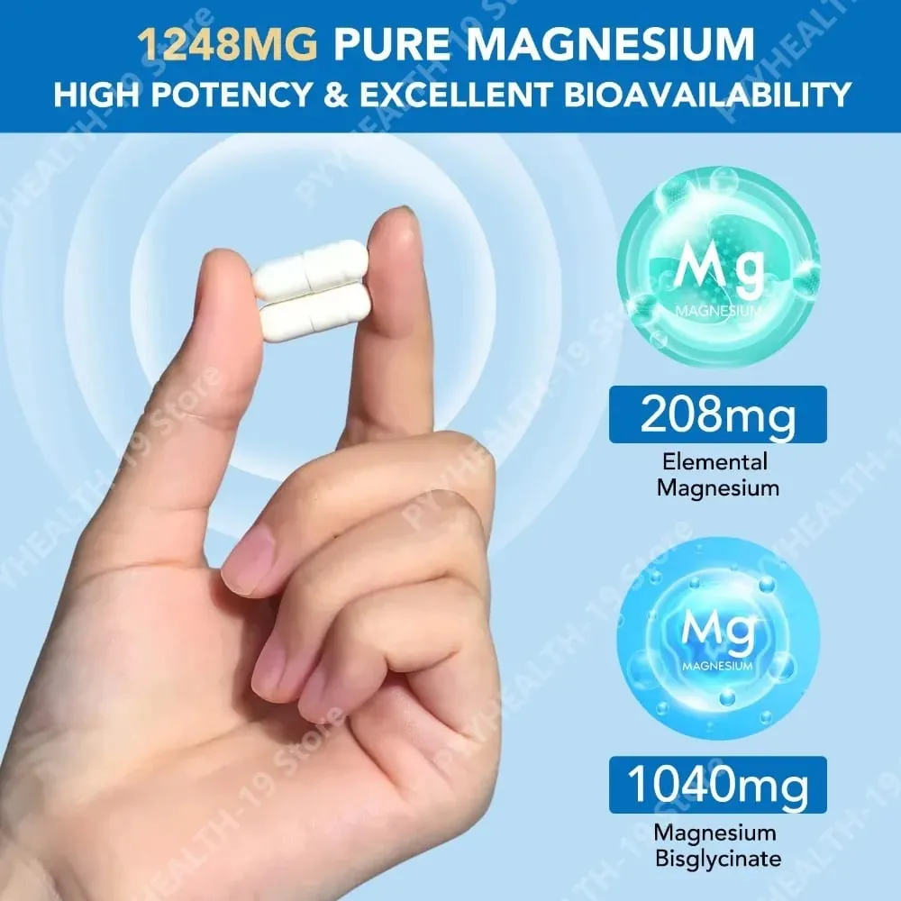 Kapsul Magnesium Glycinate dengan 208mg Elemental Bisglycinate untuk Otot Tulang yang Sihat & Sokongan Saraf Dewasa 120 Kapsul — image 7