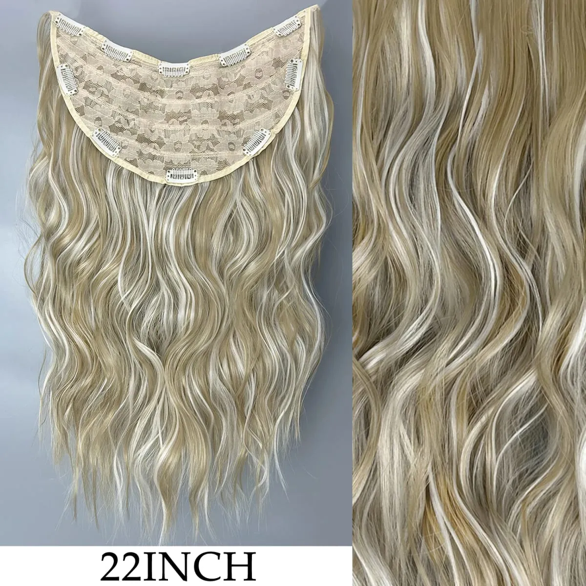 Coiffure longue droite 16 Clips 7 pièces/ensemble Extensions de cheveux postiches synthétiques blondes noires naturelles résistantes à la chaleur pour les femmes — image 25