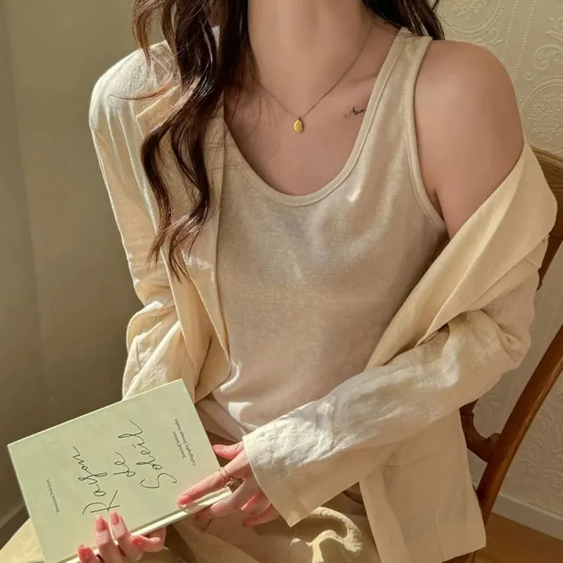 2026 novas mulheres verão casual regata cor sólida all-match básico sem mangas colete feminino coreano simples solto o-pescoço camis topo — image 12