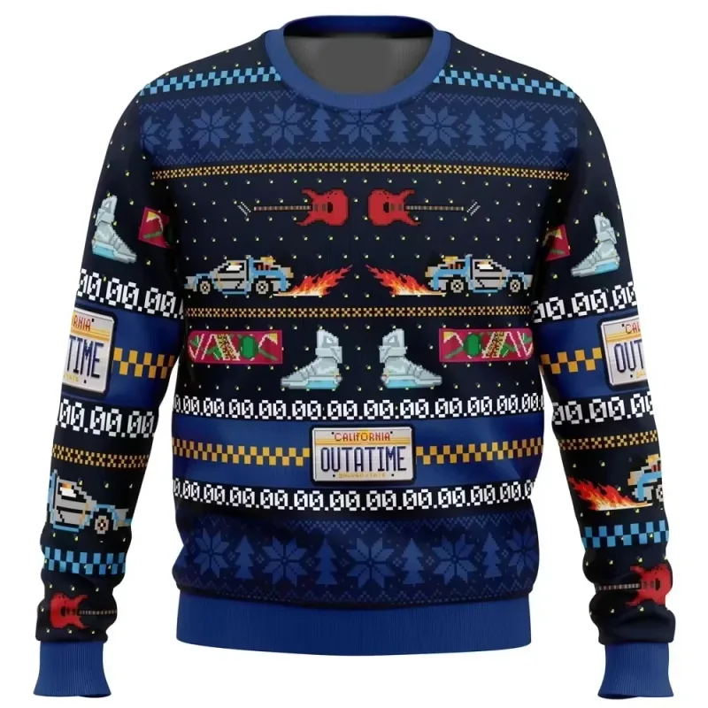 outono e inverno de volta ao futuro suéteres feios de Natal, camisas de anime de desenho animado para homens e mulheres, roupas — image 22