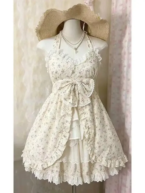 Sommer Neue Vintage Elegante Frau Kleid Liebsten Bogen Patchwork Hohe Taille Puffy Mini Kleid Weibliche Französisch Chic Sexy Outfits 2025 — image 13