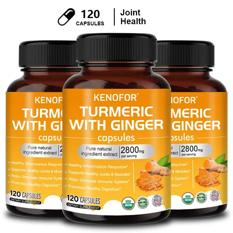 Curcuma Capsule di curcumina 1600 mg con zenzero e MSM Supporto antiossidante Comfort articolare Cuore Benessere cognitivo e digestivo