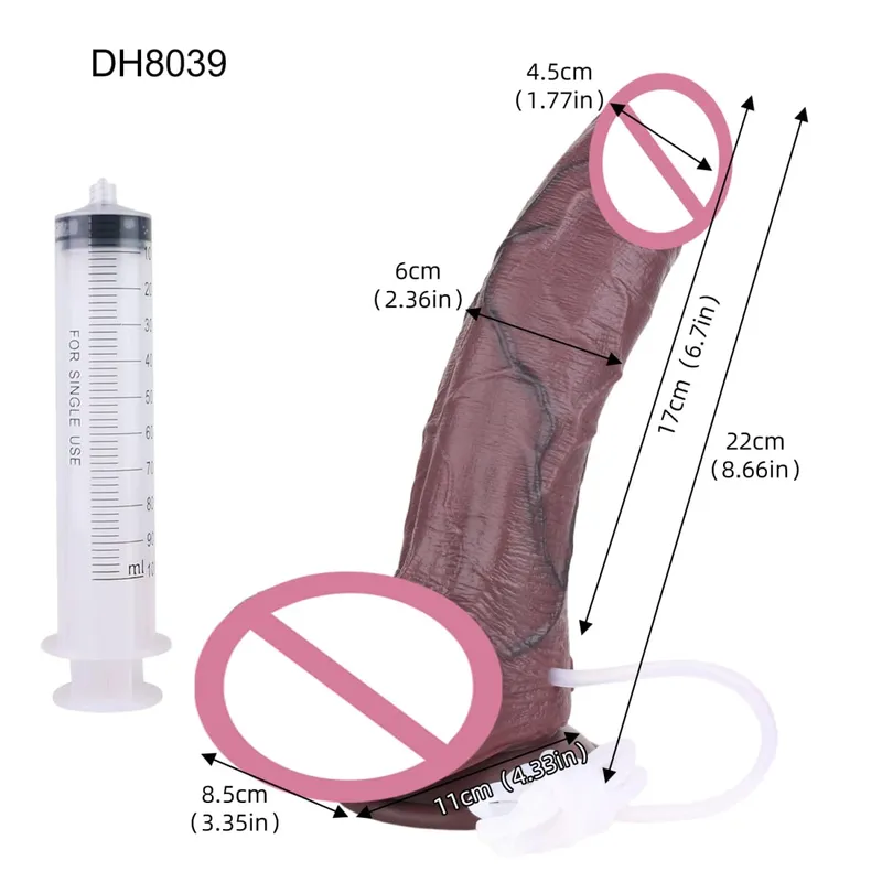 Silicone Sống Động Như Thật Hai Lớp Xuất Tinh Dương Vật Squirting Dài Dương Vật Giả Có Mút Hậu Môn Đồ Chơi Dành Cho Nam Nữ Masturbator