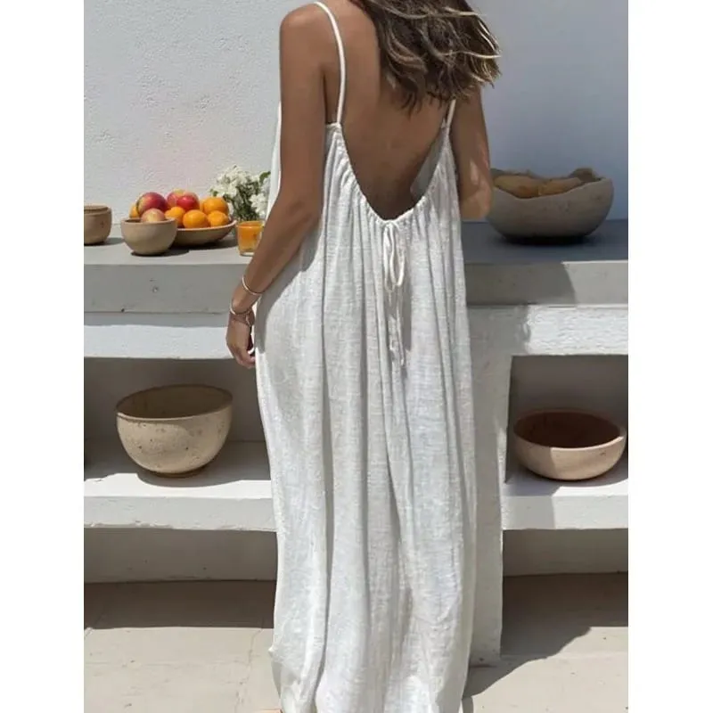 New Arrival Women's Strapless Backless Long Loose Home Dress Comfortable Sleepwear Casual Maxi Dress — image 2