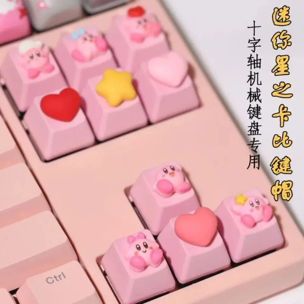 Kirby Keycaps แป้นพิมพ์สำหรับ Mechanical น่ารักหมวกชุดปุ่มส่วนบุคคล Keycaps DIY หมวกอะนิเมะการ์ตูนสีชมพู 3D Keycaps — image 3