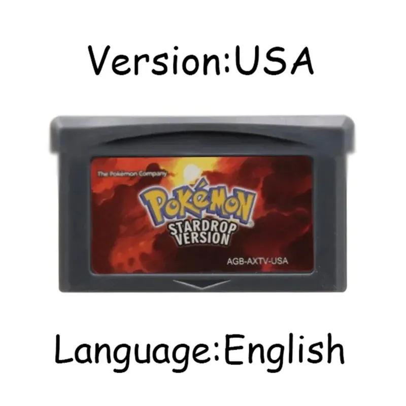 GBA Pokemon Game Cartridge 32-Bit Video Game Console Card AshGray Liquid Crystal Light Platinum Moemon Emerald English Language — image 16