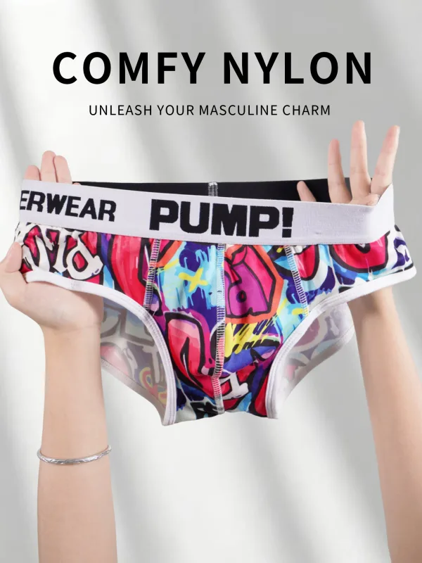 Men’s Graffiti Print Triangle Underwear Elastic Waistband Ice Silk Breathable Underwear 3256811822635074 — image 7