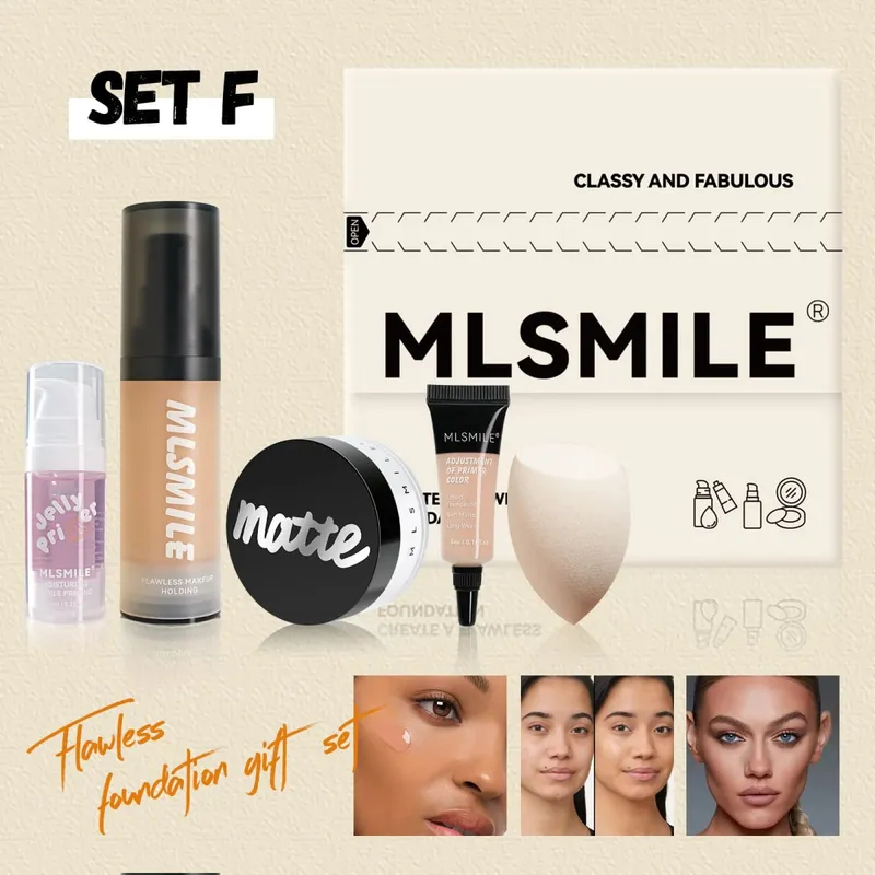 Long Lasting Makeup Set Oil Control Loose Powder Matte Primer Liquid Foundation Concealer Moisturizing Flawless Base — image 10