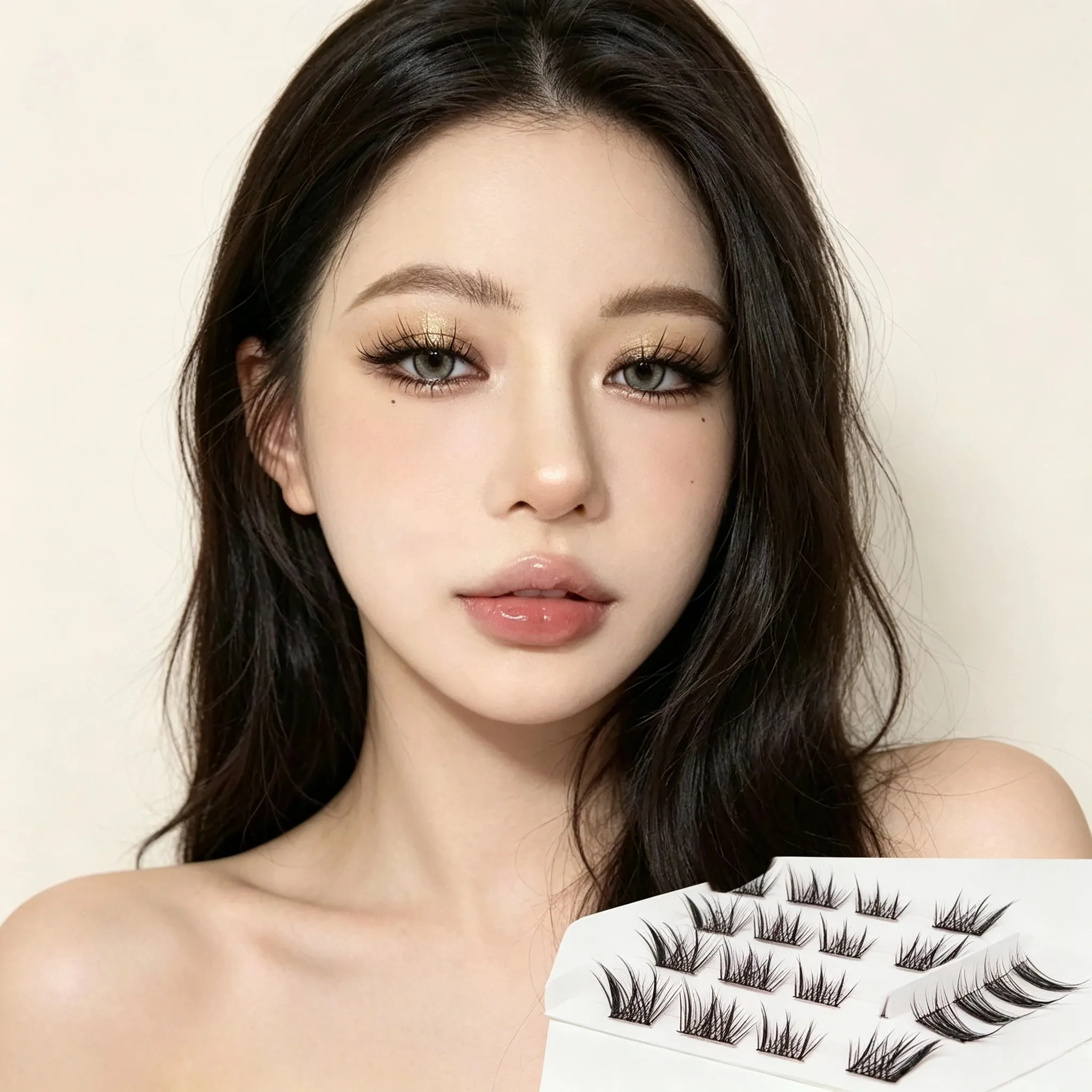 60 grappoli di ciglia finte marroni naturali stile volpe Cat Eye Strumenti per il trucco Fasci di ciglia segmentate naturali Strumenti per il trucco — image 2