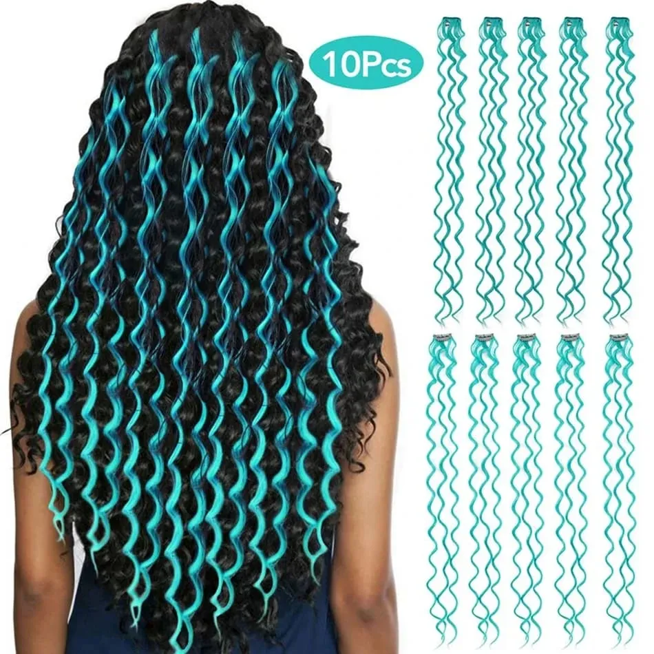 24Inch Deep Wave Hairpiece Synthetic Hair Extensions 10 Pcs/Set Clip In Hair Extension Multiple Pure Color Clip In One Piece — image 9