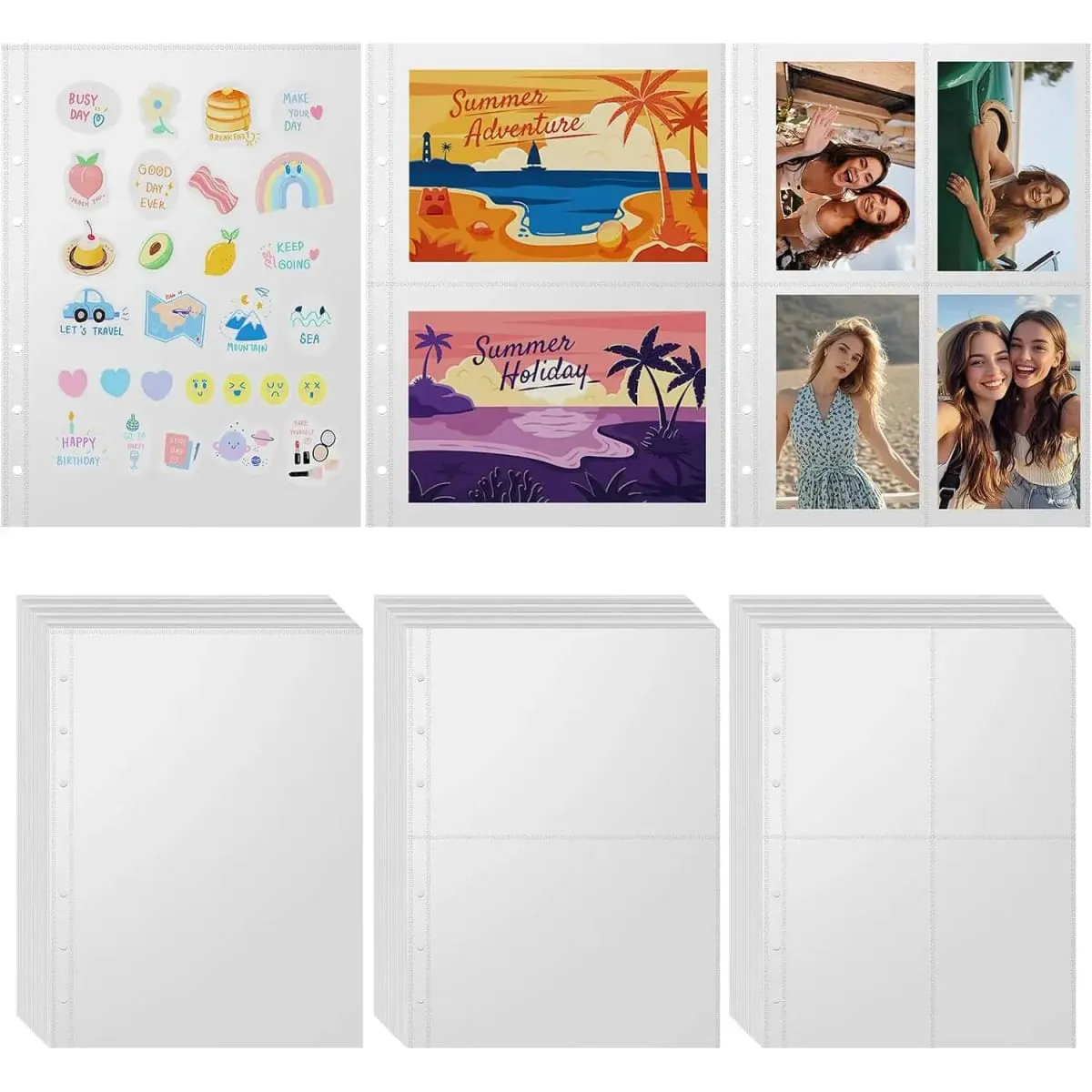 A5 doorzichtige bindmiddelbladbeschermers 30 stuks PVC-navulinzetstukken 1 2 4 pocketpagina's voor 6 ringbandsticker Foto Ticketkaart Contant — image 1