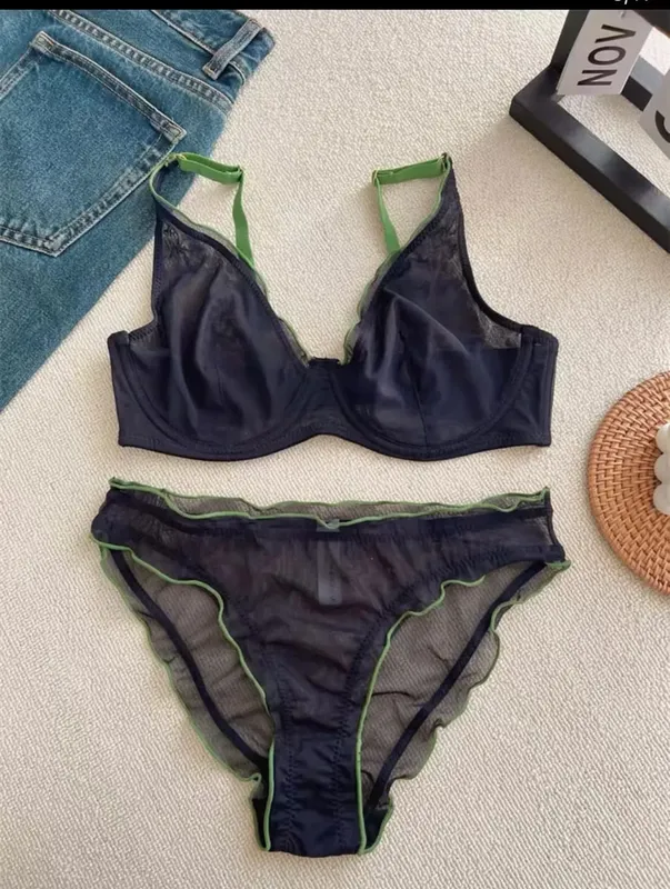 Set di reggiseno a coppa piena da donna di nuovo arrivo Set di biancheria intima comfort quotidiano ultra sottile minimizzatore supporto sexy anti-cedimento laterale sottile ABCD — image 13