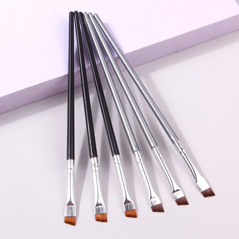 6 adet ince Eyeliner makyaj fırçası seti ince astar fırçaları profesyonel açılı kaş fırçası yüksek kaliteli kaş kontur makyaj aracı