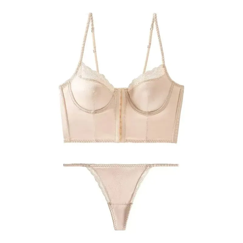 Intimo in raso con fibbia frontale a lisca di pesce, intimo estivo, lingerie sottile, bellezza, bralette, petto ampio, può essere indossato all'esterno — image 1