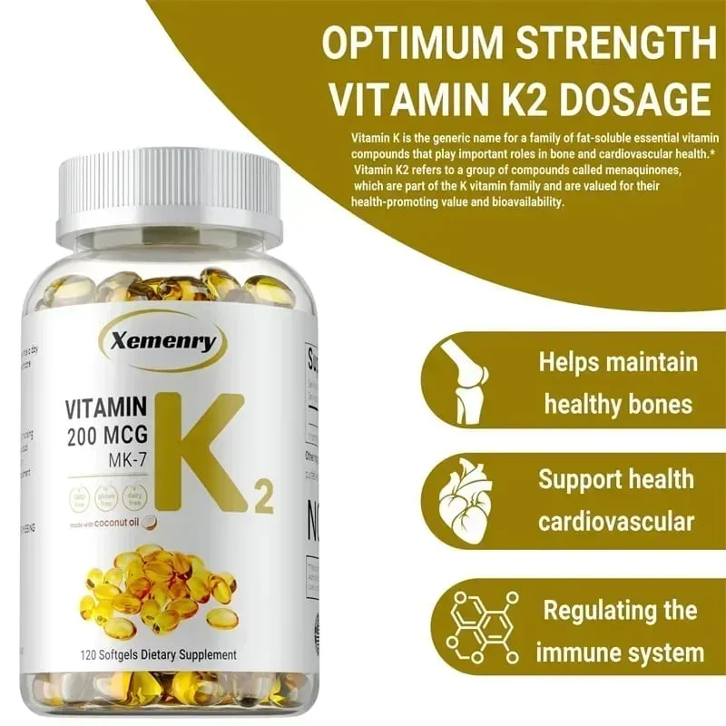 Suplemen Vitamin K2 MK-7 - Menyokong Penyerapan Kalsium Tulang Imuniti Sendi dan Kesihatan Jantung Mudah Ditelan — image 3