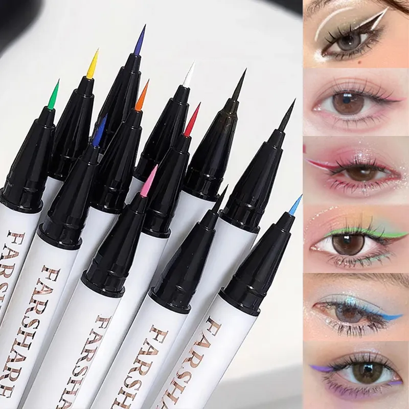 Flüssiger, mattierter, türkisfarbener Eyeliner, ultrafeiner, schwarz-weißer Eyeliner, wasserfest, einfach zu färbender, regenbogenfarbener Eyeliner, Augen-Make-up — image 1