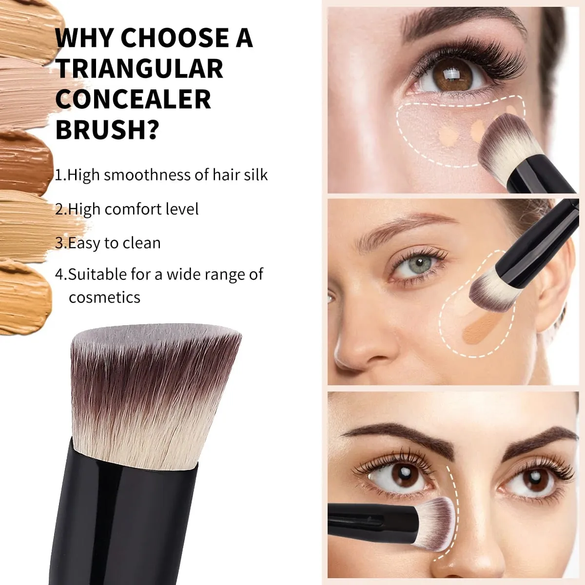 2PCS Flawless Makeup Brush Flat/Angle Foundation Contour Brush Under Eyes Makeup Brush for Liquid Cream Beauty Tools