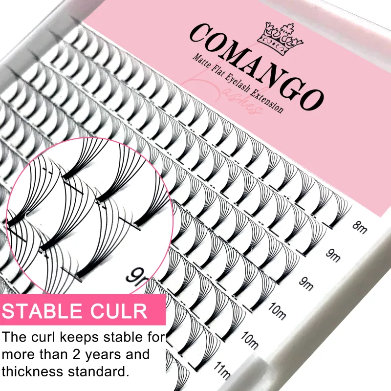 CoMango うっすらとした既製ボリュームファン 3-10D 個別まつげエクステンションショートステム 320 ファンフェイクミンク既製ロシアまつげ — image 7