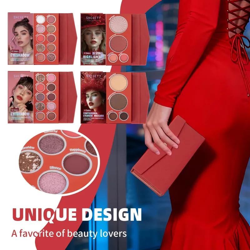 Palette de maquillage pliable de style portefeuille | Fard à paupières Blush Surligneur Contour Compact pour les voyages et un usage quotidien — image 5