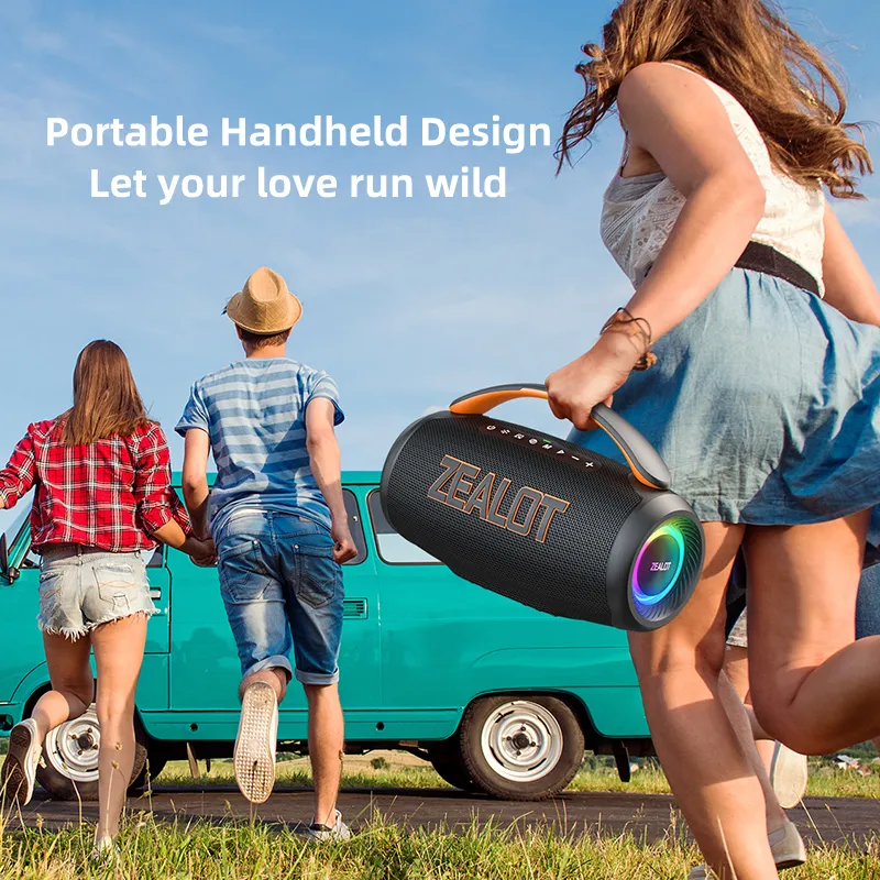 Zealot-P12 Speaker 60W Portable Bluetooth Speaker with IPX6 Waterproof Comfortable handle Controllable lighting TF USB