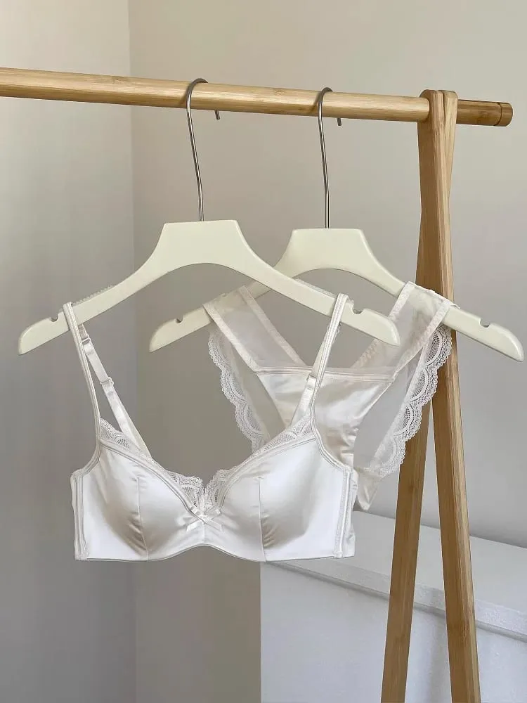 Letní bezešvá krajková sada podprsenky pro malá poprsí Soft drátěná zeštíhlující souprava Bralette & Kalhotky Lehké spodní prádlo Sexy — image 4