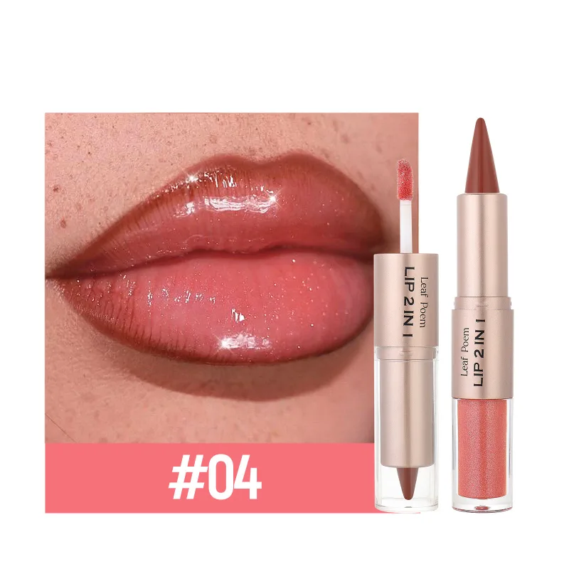 Black Brown Tapered Lip Liner Contour Pencil Double Head Mirror Plumping Lip Glaze Crystal Lip Gloss Sexy Red Lips Tint Makeup — image 9