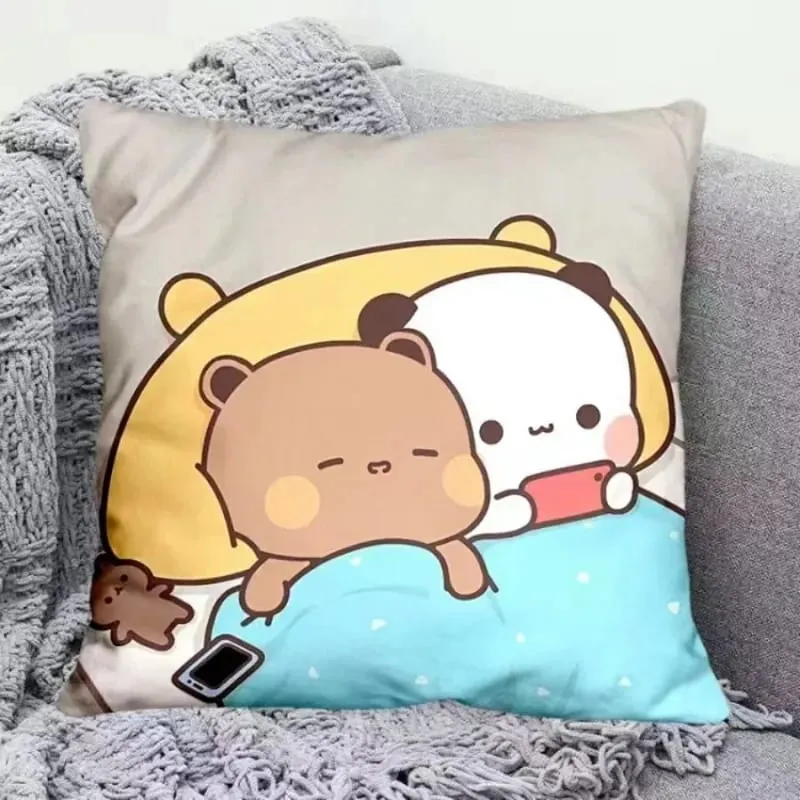 Yier Panda Bantal Comel Bubu Dudu Kartun Bantal Persegi Kawaii Anime Pinggang Lembut Sofa Kusyen Kereta Hiasan Bilik Tidur Rumah — image 3