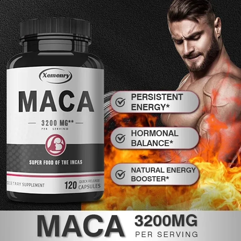 Ultimate Organic Black Maca Capsule Supplement 3200 Mg (na porci) 120 Quick Release Capsules Men's Enhancement Formula