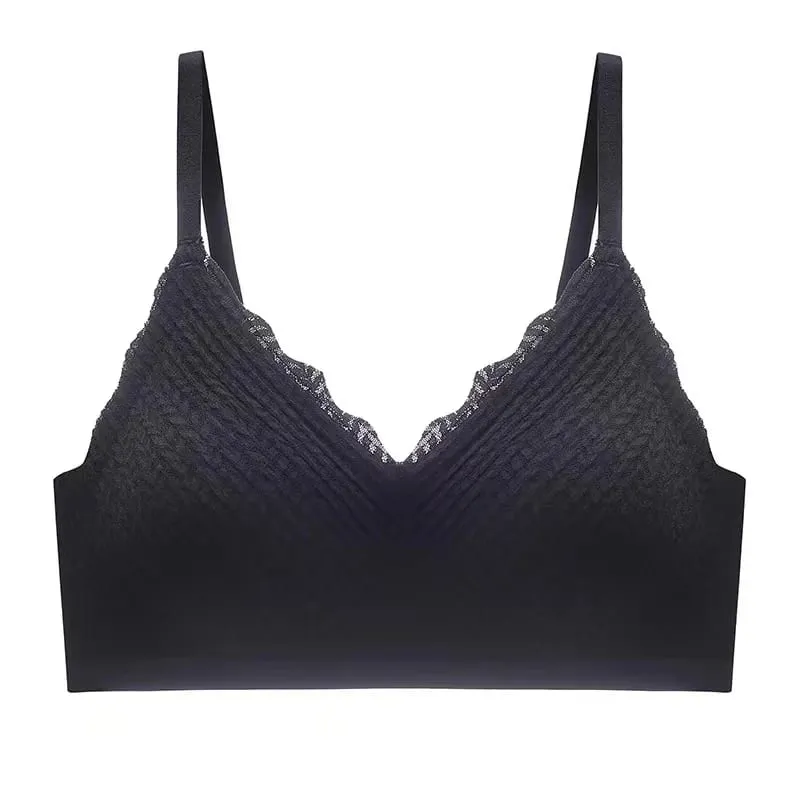 ผู้หญิง Lace Seamless Bra ไร้สายสายรัดสปาเก็ตตี้บางส่วนกลับลื่นรวบรวมชุดชั้นในสำหรับหน้าอกเล็ก — image 7