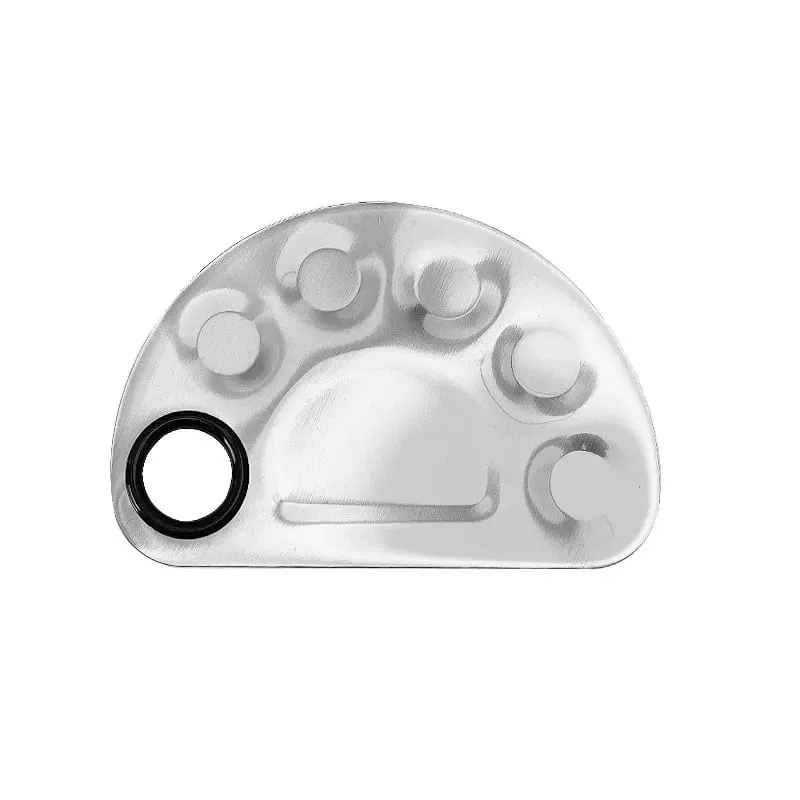 Paleta de mistura de maquiagem atualizada, bandeja de mistura de metal em aço inoxidável com espátula, ferramenta artística para base de mistura, arte em unhas — image 6