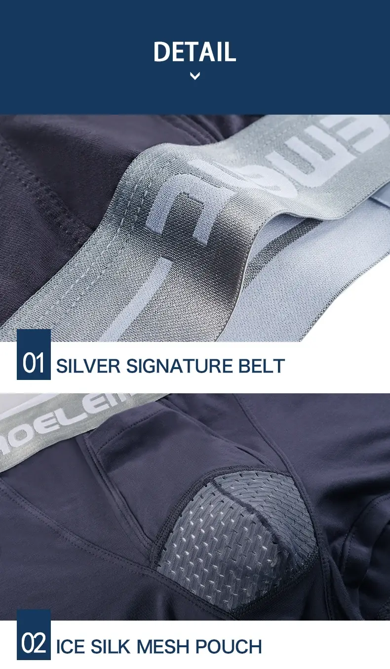 Bullet Separation Underwear Men's Ventilated and Breathable Summer Dry Underwear Ice Silk Pouch Ice Health Boxer Briefs — image 14