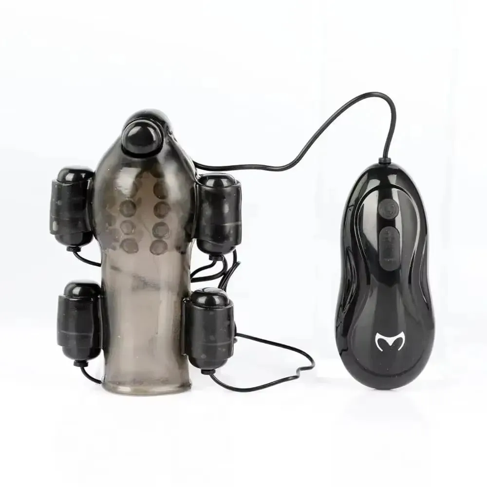 Vibrating Penis Extender Vibrator Glans Stimulator Exercise Delay Sleeve Male Masturbator Bullet Vibrator Adult Sex Toys for Men — image 1