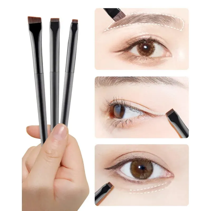 Klinge Eyeliner Pinsel Augenbrauen Pinsel Tragbare Flache Fein Eye Liner Brauen Kontur Make-Up Pinsel Kosmetische Schönheit Make-Up Werkzeug 3 teile/satz — image 1