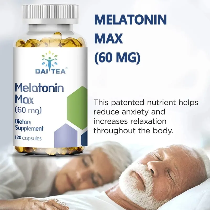 Suplemento dietético de cápsulas de melatonina - Aliviar a insônia Ajuda a melhorar a qualidade do sono Reduzir o tempo de vigília Ajuda a dormir profundamente