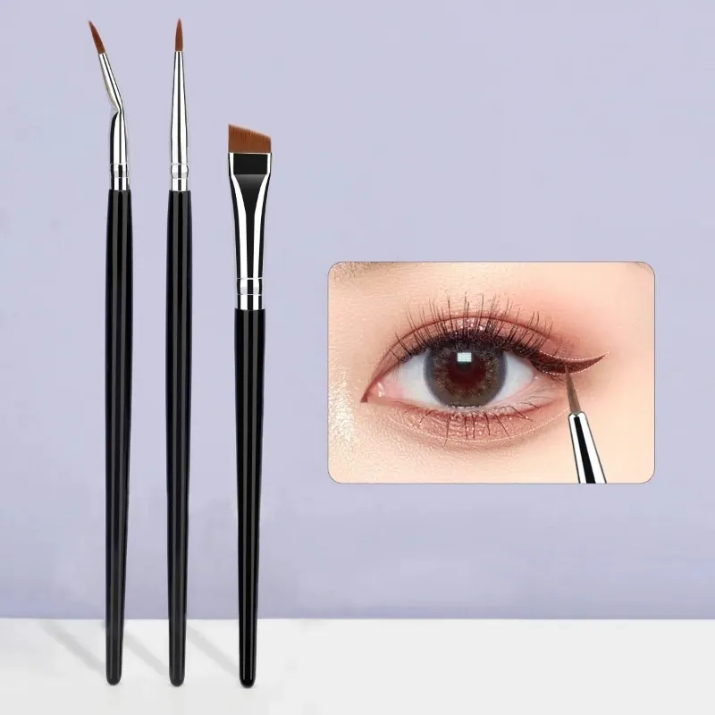3 pezzi combinati pennelli per dettagli linea labbra ultrasottile pennello per linea occhi pennello per correttore contorno sopracciglia pennelli per trucco palpebra inferiore — image 3