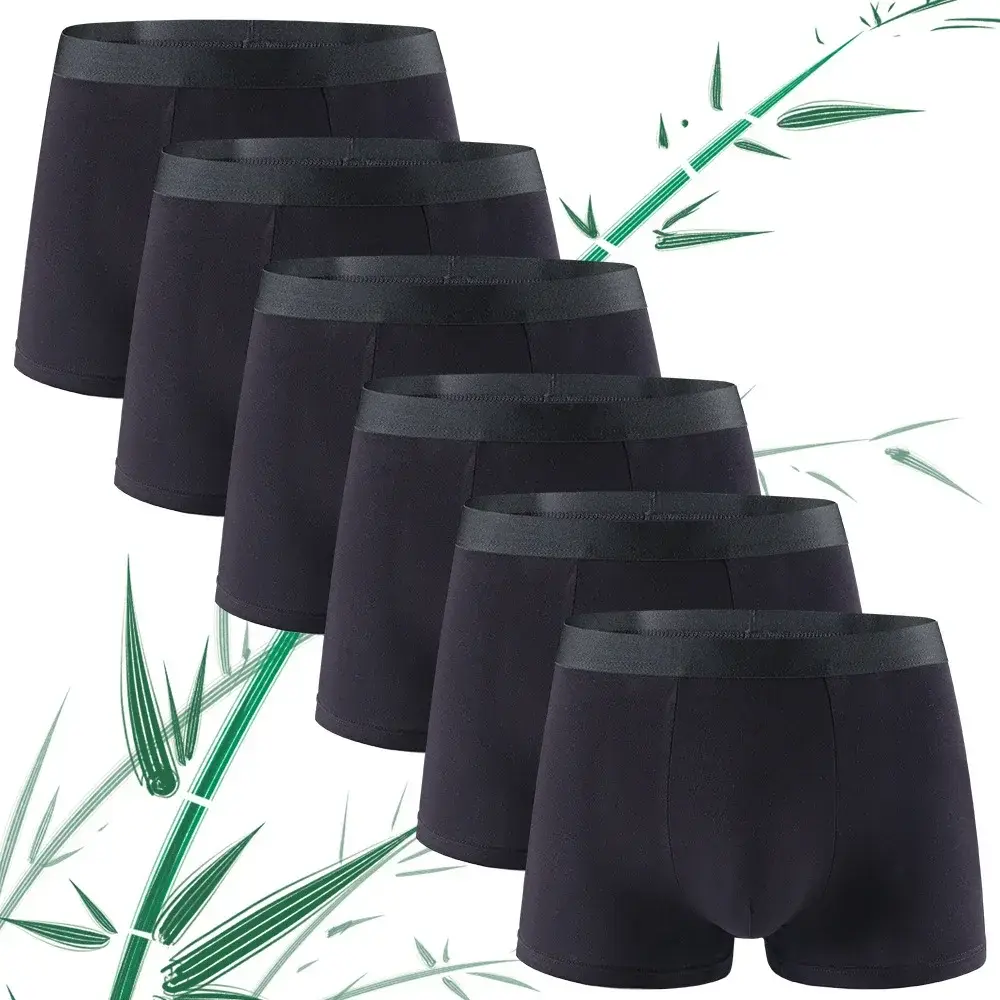 6 pezzi biancheria intima da uomo in fibra di bambù tinta unita boxer da uomo semplice pantaloncini in tessuto di alta qualità mutandine morbide e traspiranti