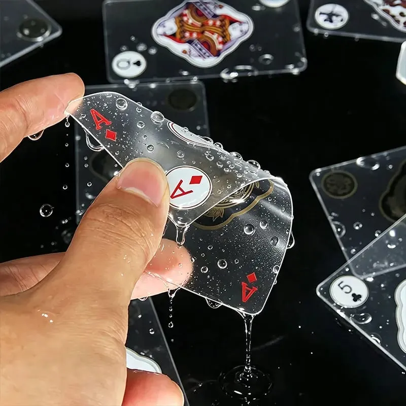 Wodoodporne, przezroczyste plastikowe karty do gry Kreatywny, trwały poker z PVC do gry planszowej Klasyczna gra karciana Zabawa rodzinna