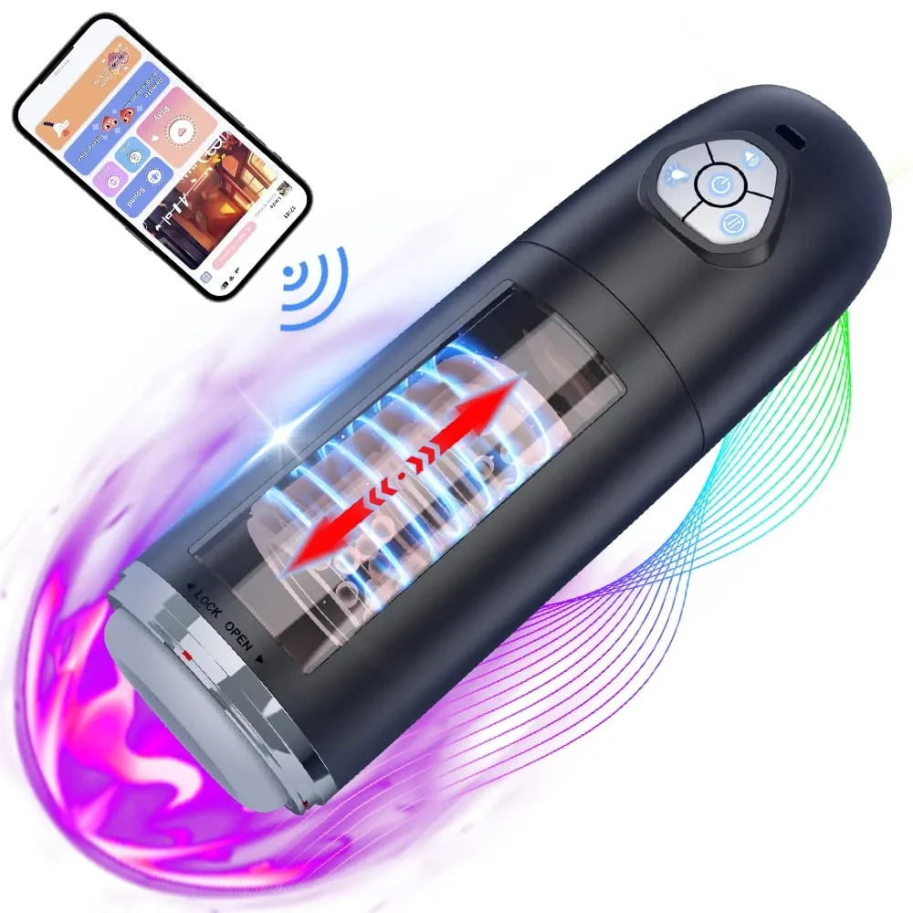 6 in1 AutomaticTelescopic Rotation Masturbator Cup App ควบคุมพ็อกเก็ตหีอวัยวะเพศชายอมควยเครื่องของเล่นสำหรับผู้ใหญ่ผู้ชาย — image 1