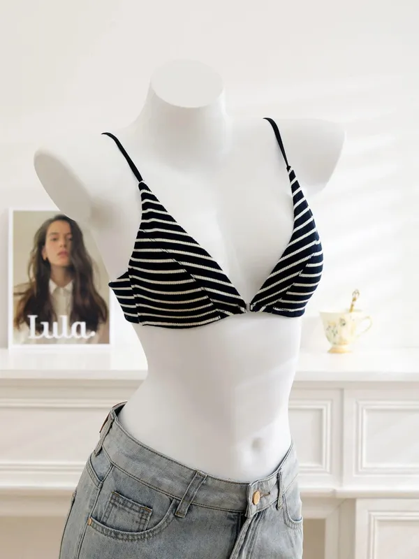 Kvinder Front lukning BH Sæt Sommer Tynd Let Bomuld Fransk Trekant Skål Rygløs Beauty Back Lingeri dragt til lille bryst S-XL — image 8
