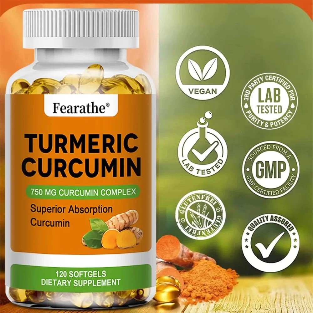 Capsules de curcumine de curcuma biologique – 750 mg, complexe de curcumine le plus puissant pour la santé du cerveau, des muscles osseux cardiovasculaires — image 6