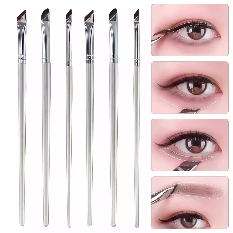 Brocha delineadora de ojos en forma de hoz, pinceles diagonales para cejas, cepillo de cuchilla debajo del párpado para dormir, cepillo para detalles de gusanos de seda, herramientas de maquillaje ultrafinas — image 1