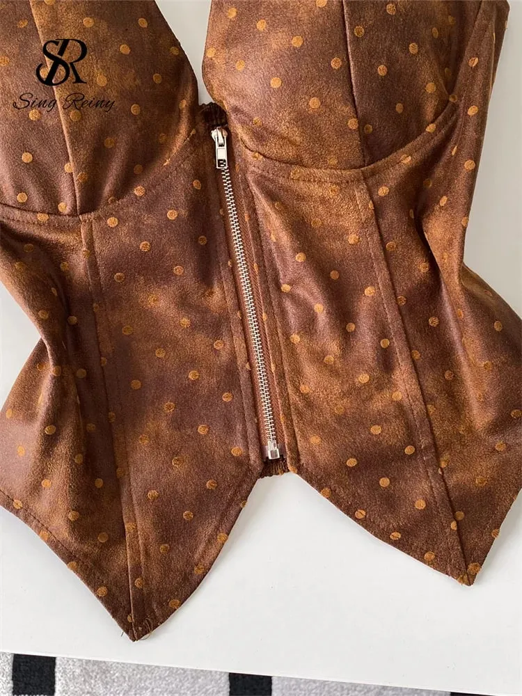 Polka Dot PU หนังเซ็กซี่ TOP Slim Backless Shirred ซิป Sensual Tank Top 2026 ผู้หญิงอินเทรนด์ Halter Hotsweet Camisole — image 6