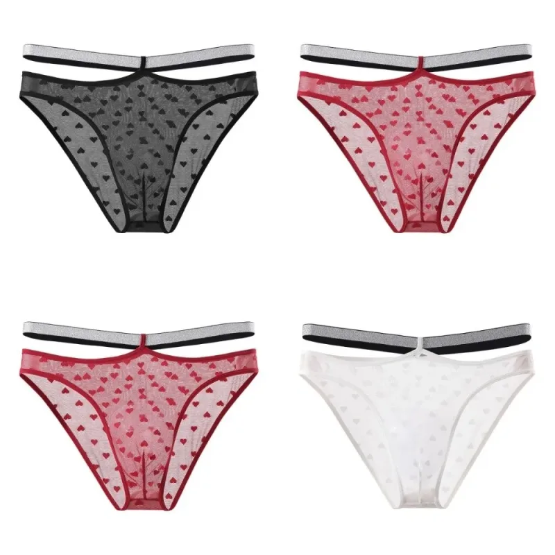 Underpants Lingerie Men's Triangle Panties Mesh Love Heart Men Thin Briefs Large Size Mid Waist Underwear for Men Men — image 16