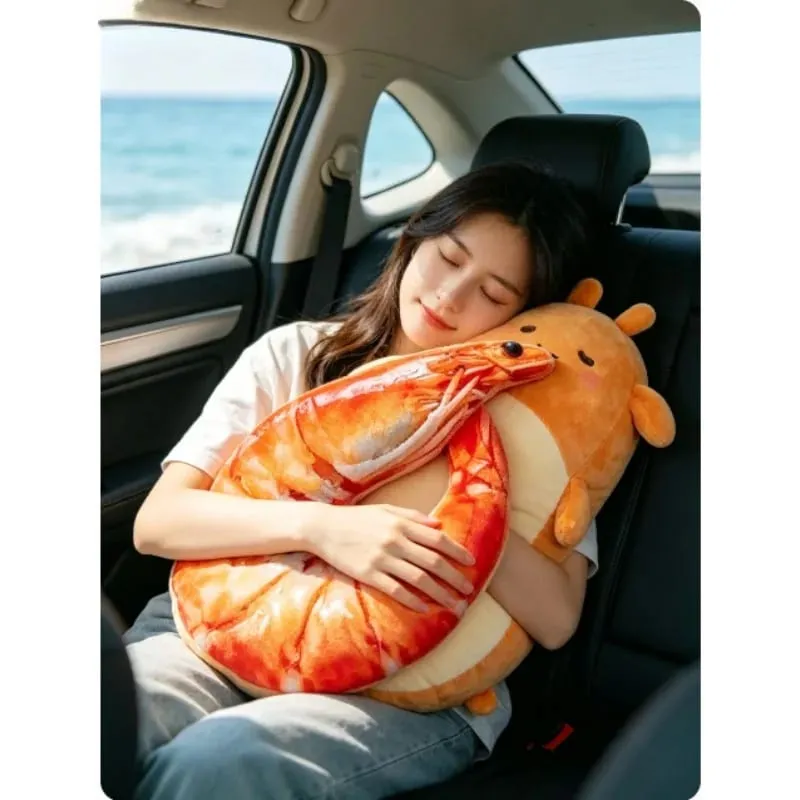 ตลกกุ้งคอหมอน Soft Plush U-รูปหมอนท่องเที่ยว 3D จำลองคอเบาะสำหรับรถยนต์เครื่องบินสำนักงาน Nap — image 5