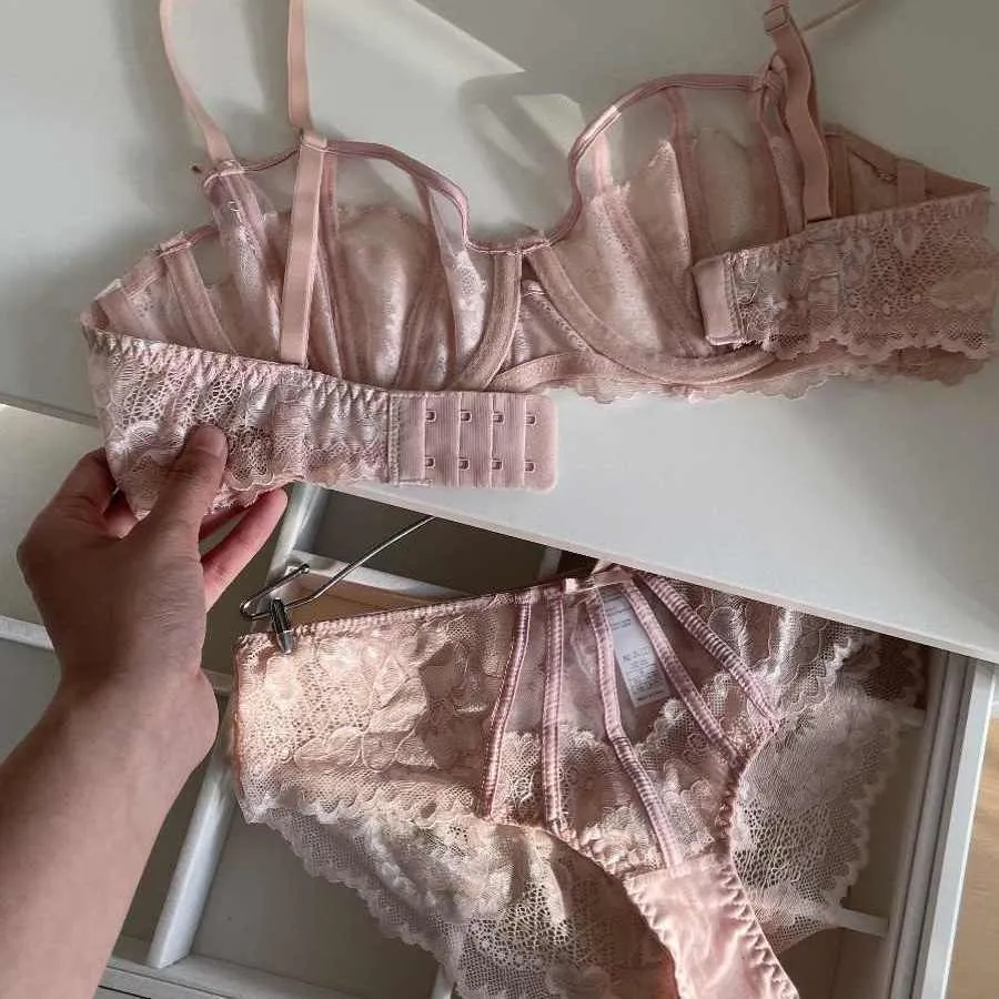 Beautiful Embroidered Floral Lingerie Set With Lined Comfortable Bra And Underwear Wired Bra And Panties For Outerwear Daily — image 5