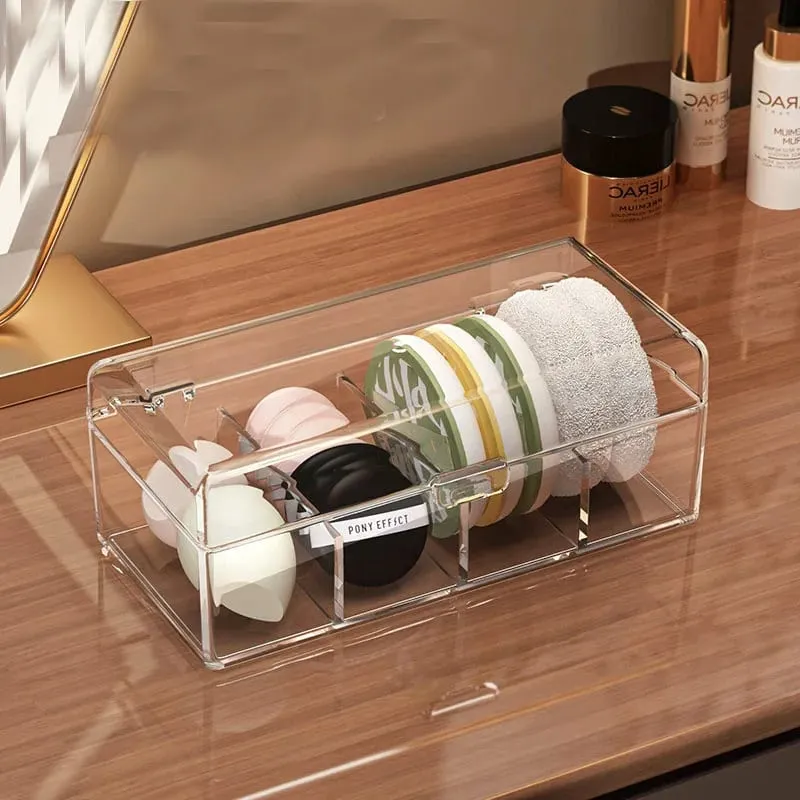 Stapelbare Acryl-Aufbewahrungsbox für Make-up-Pinsel mit Deckel, transparenter Organizer für Make-up-Schwämme, staubdicht, für kosmetische Werkzeuge, Puff-Aufbewahrungskoffer — image 8