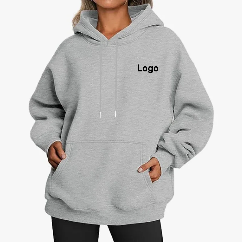 Hoodie Kebesaran Kustom Sweater Wanita Fashion Dicetak Longgar Lengan Panjang Bahu Manset Jatuh Sweater Ala Jalanan Sudadera — image 5