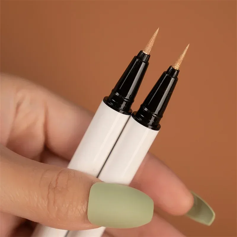 Pearlescent White Liquid Eyeliner Pen Vandtæt Ikke-svimmel Eye Liner Shadow Pen Hurtigttørrende Holdbar skinnende liggende Silkeorm blyant — image 6