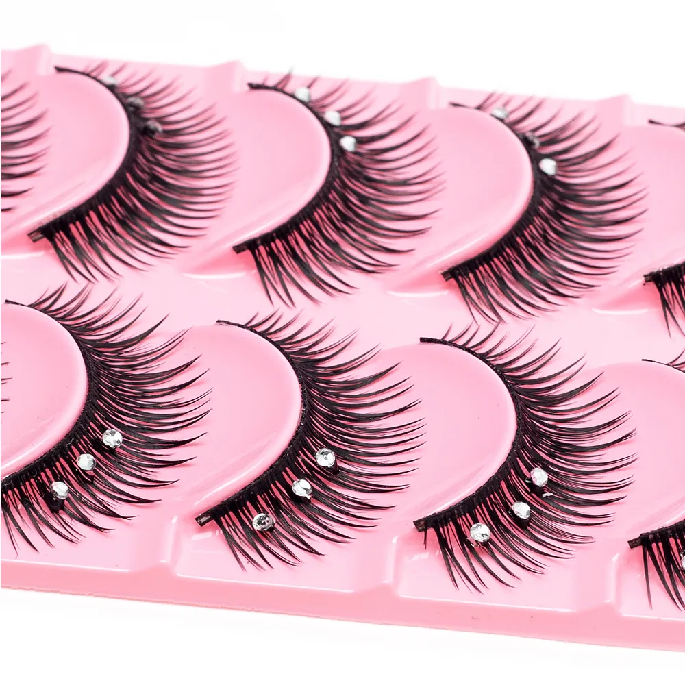 5 คู่แต่งหน้าเพชรขนตาปลอมชุดแสดง Catwalk Party Shinny Eye Lashes Handmade Eyelash Shinning เครื่องสำอาง — image 3