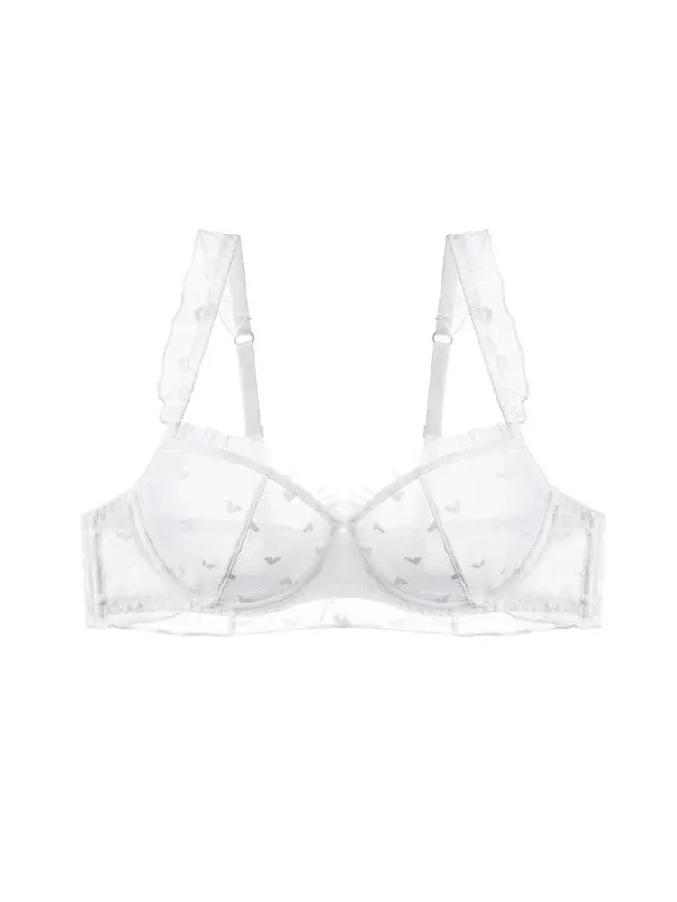 2025 ฤดูร้อน Minimizer Bra Ultra-Thin ไร้สายไม่มีฟองน้ำลูกไม้ Bralette PURE Sensual สนับสนุนหน้าอกใหญ่ SHEER Comfort